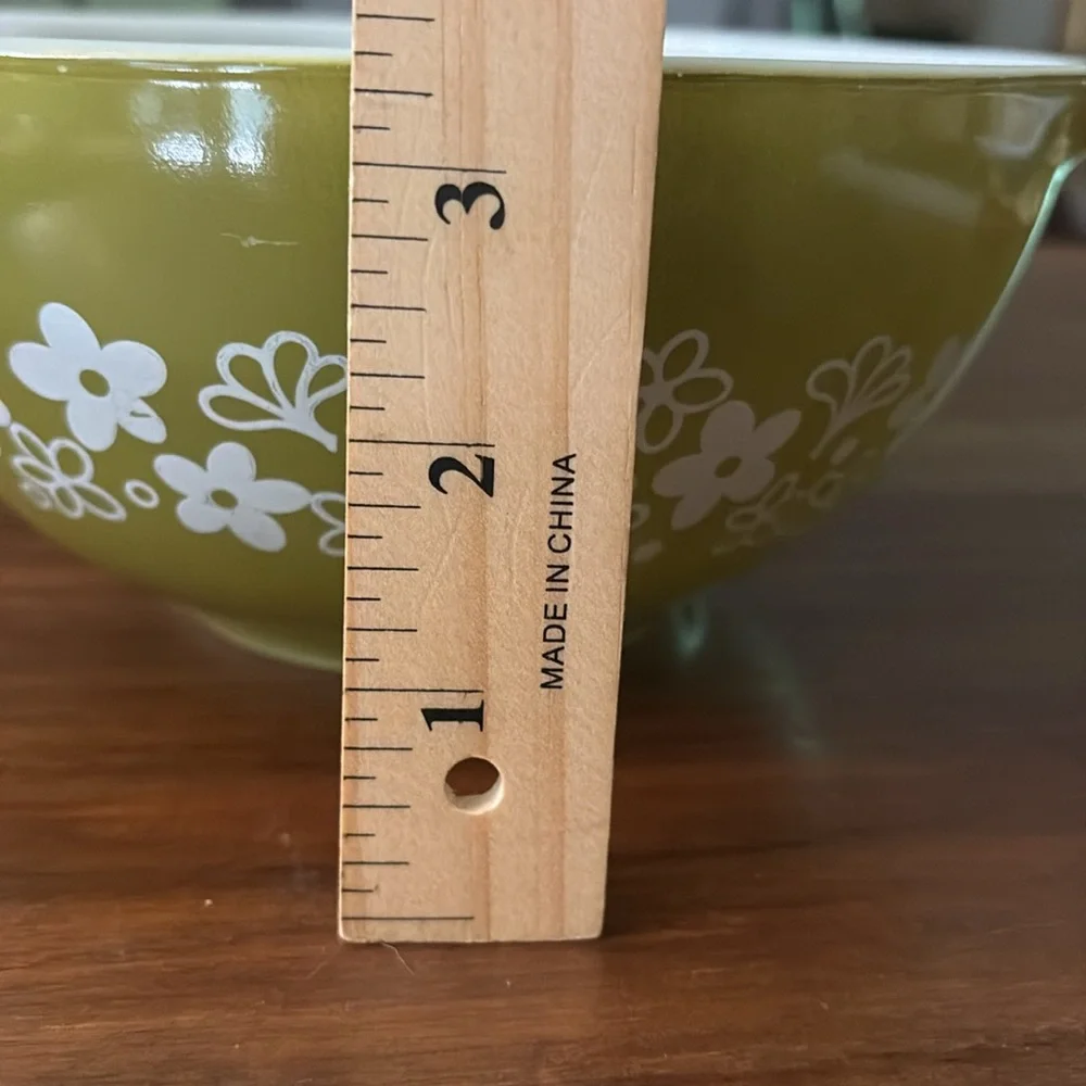 Vintage Pyrex Spring Blossom Green “ Crazy Daisy” Cinderella Style Ovenware